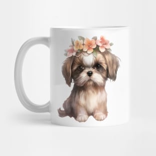 Watercolor Shih Tzu Dog with Head Wreath Mug